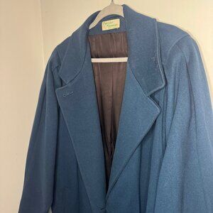 Vintage Pinpoint Fashions Coat XL XXL Oversized Blue 100% Pure Wool 70s 80s 90s